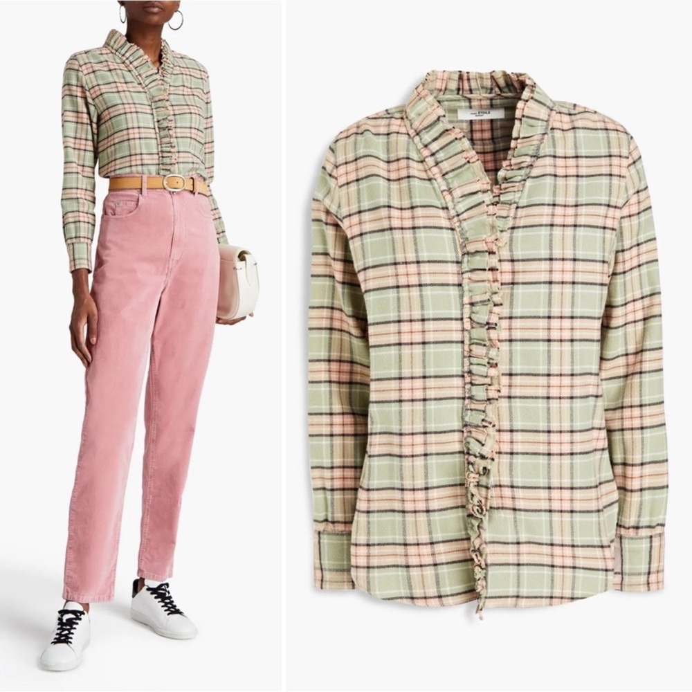 Isabel Marant Plaid Blouse in Green